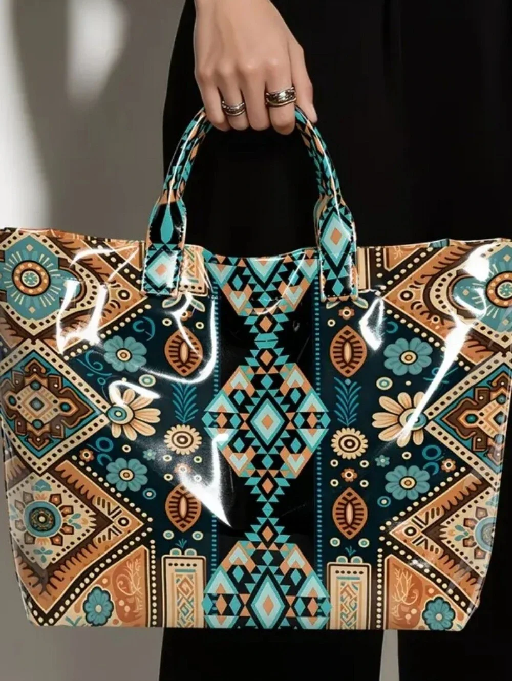 Women Country Cowgirl PVC Daily Commute Tote Hand Bag